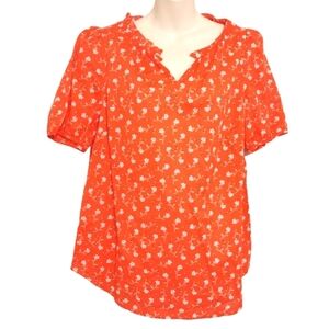 🔵BOGO FREE🔵 Talbots Peasant Look Floral Short Sleeve Top Sz M